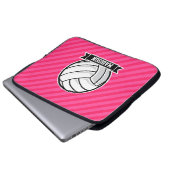 Volleyball auf Neon Pink Streifen Laptopschutzhülle (Vorne Knopf)