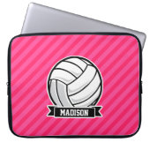 Volleyball auf Neon Pink Streifen Laptopschutzhülle (Vorderseite)