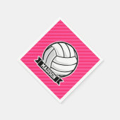 Volleyball auf Neon Pink Streifen Serviette (Ecke)