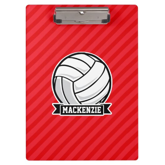 Volleyball auf roten Diagonalstreifen Klemmbrett (Vorderseite)