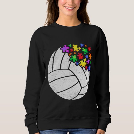Volleyball Autismus Puzzle Männer Frauen Kinder Au Sweatshirt (Vorderseite)