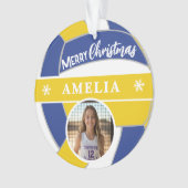 Volleyball Ball Custom Name Merry Christmas Photo Ornament (Vorderseite)