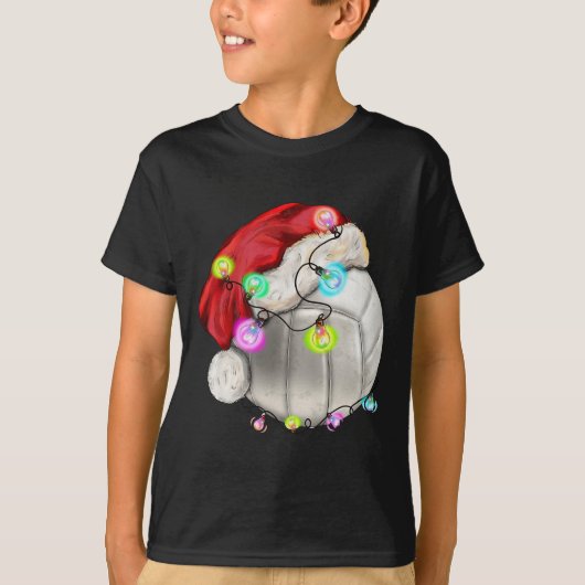 Volleyball Ball mit Weihnachtsmannmütze Weihnachts T-Shirt (Vorderseite)