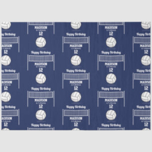 Volleyball Ball & Net Navy Blue Geburtstagsnamenal Seidenpapier