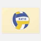 Volleyball Ball Pattern Kinder Geburtsname Geschenkpapier Set (Vorderseite)