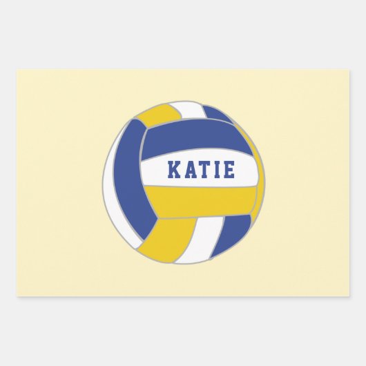 Volleyball Ball Pattern Kinder Geburtsname Geschenkpapier Set (Vorderseite)