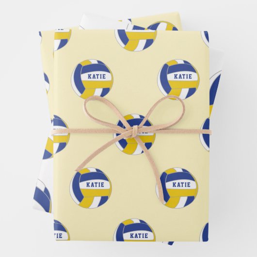 Volleyball Ball Pattern Kinder Geburtsname Wrappin Geschenkpapier Set (Beispiel)