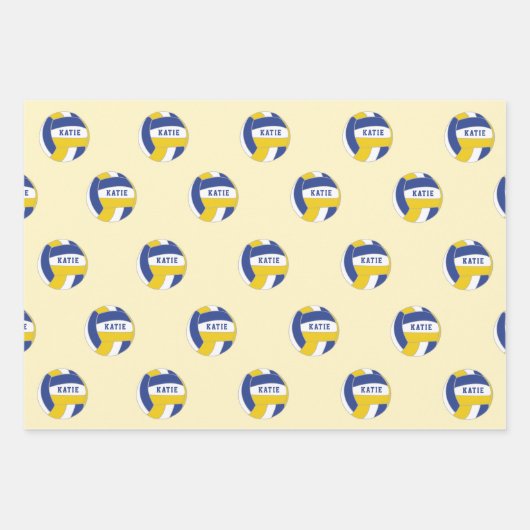 Volleyball Ball Pattern Kinder Geburtsname Wrappin Geschenkpapier Set (Vorderseite)