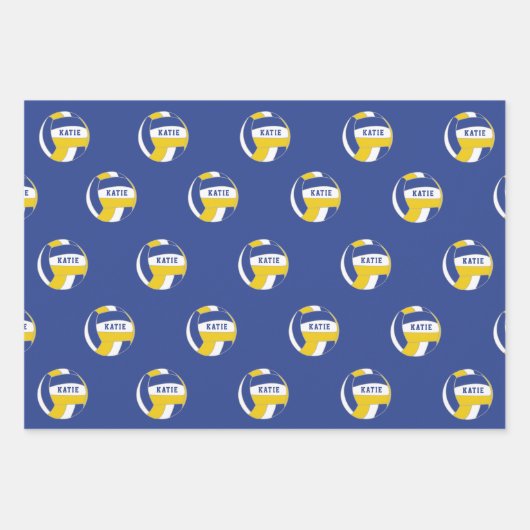 Volleyball Ball Pattern Kinder Geburtsname Wrappin Geschenkpapier Set (Vorderseite 3)