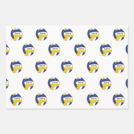 Volleyball Ball Pattern Kinder Geburtsname Wrappin Geschenkpapier Set (Vorderseite 2)