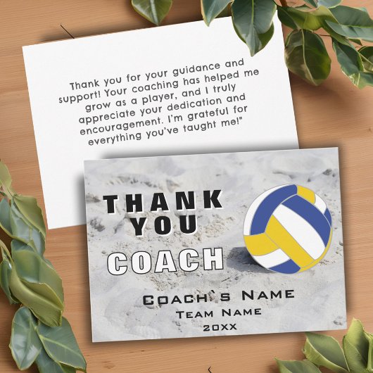 Volleyball Ball Sand Vielen Dank Coach Card Dankeskarte