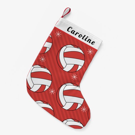 Volleyball Ball Snowflakes Kinder Name Weihnachten Kleiner Weihnachtsstrumpf (Vorderansicht (hängend))