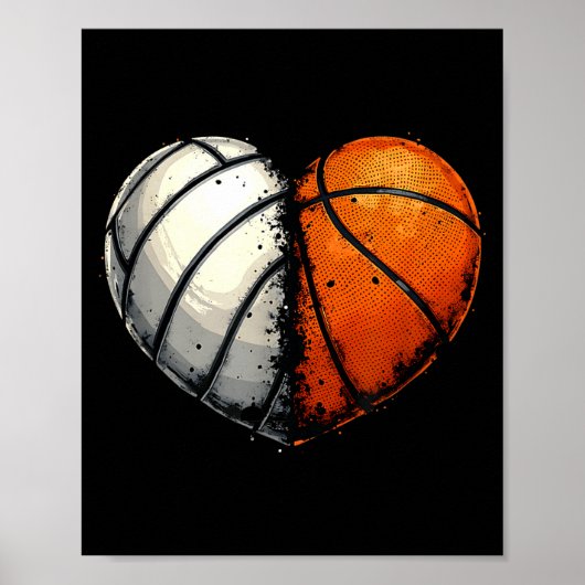 Volleyball Basketball Ball Heart Srts Lover Valent Poster (Vorne)