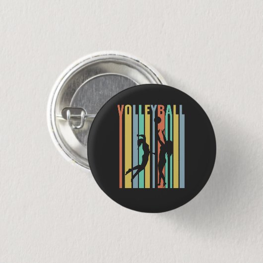Volleyball Beachvolleyball Retro Button (Vorne & Hinten)
