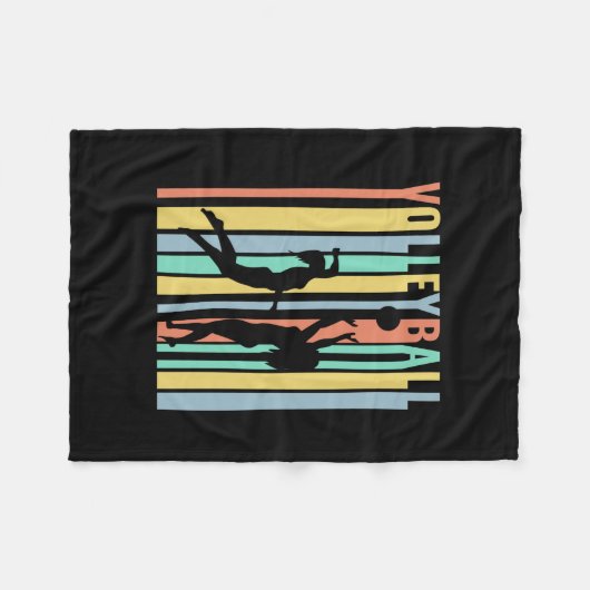 Volleyball Beachvolleyball Retro Fleecedecke (Vorderseite (Horizontal))