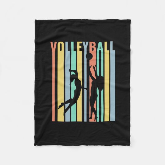 Volleyball Beachvolleyball Retro Fleecedecke (Vorderseite)