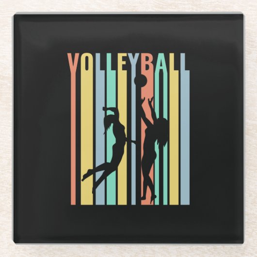 Volleyball Beachvolleyball Retro Glasuntersetzer (Vorderseite)