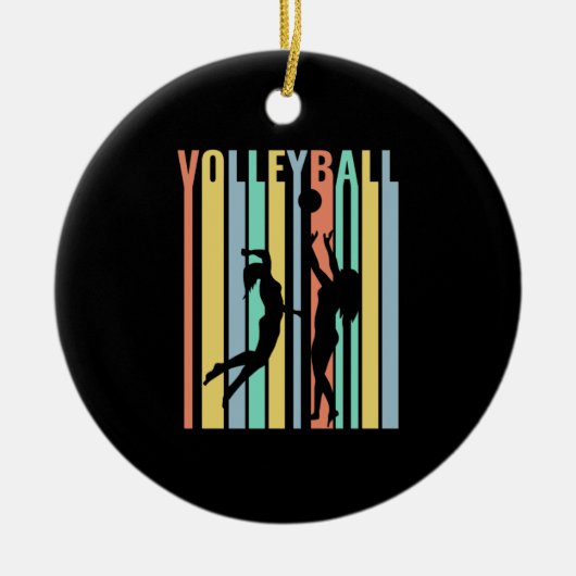 Volleyball Beachvolleyball Retro Keramik Ornament (Vorne)
