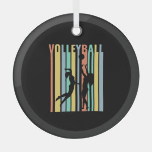 Volleyball Beachvolleyball Retro Ornament Aus Glas