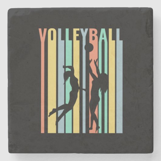 Volleyball Beachvolleyball Retro Steinuntersetzer (Vorderseite)
