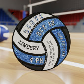 Volleyball Birthday Party Blue Glitzer Einladung