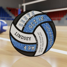 Volleyball Birthday Party Blue Glitzer