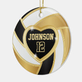 Volleyball 🏐 Black, White und Gold Keramik Ornament (Links)