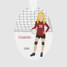 Volleyball Blonde in Red and Black Ornament