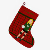 Volleyball-Blonde-Mädchen in Grün Großer Weihnachtsstrumpf (Vorderansicht (hängend))
