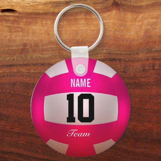 Volleyball-Bright Pink anpassen Schlüsselanhänger (Rückseite)