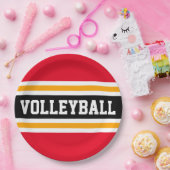 VOLLEYBALL Bright Red Black Orange Racing Stripes  Pappteller (Party)