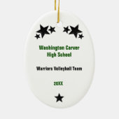 Volleyball Brünett grün und schwarz Keramik Ornament (Hinten)