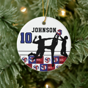 Volleyball 🏐 - Bump, Set, Spiegelei Red, White, B Keramik Ornament