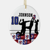 Volleyball 🏐 - Bump, Set, Spiegelei Red, White, B Keramik Ornament (Rechts)