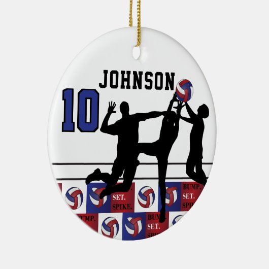 Volleyball 🏐 - Bump, Set, Spiegelei Red, White, B Keramik Ornament (Rechts)