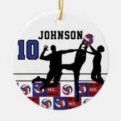 Volleyball 🏐 - Bump, Set, Spiegelei Red, White, B Keramik Ornament (Vorne)