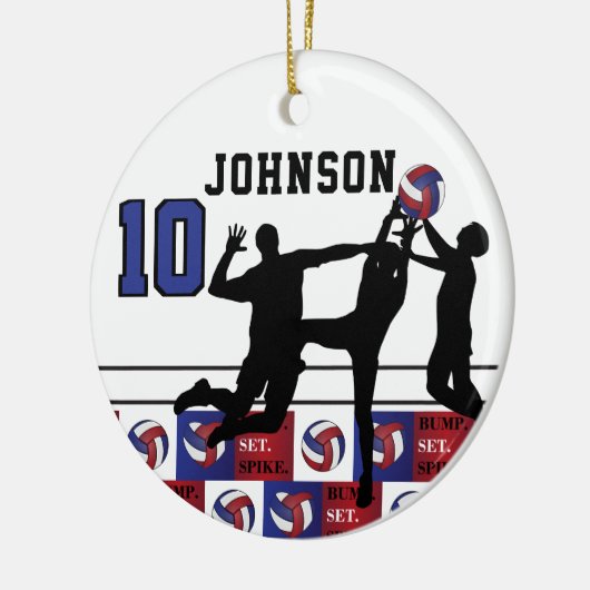 Volleyball 🏐 - Bump, Set, Spiegelei Red, White, B Keramik Ornament (Links)