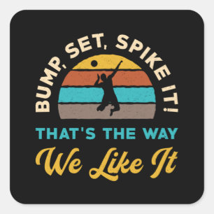 Volleyball Bump Set Spiegelung Es Volleyball Spiel Quadratischer Aufkleber