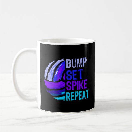 Volleyball Bump Set Spike Repeat Blue Lila N Kaffeetasse (Links)