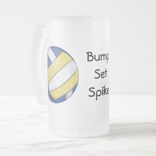 Volleyball-Bump, Set, Spike-Tasse Mattglas Bierglas (Vorderseite Links)