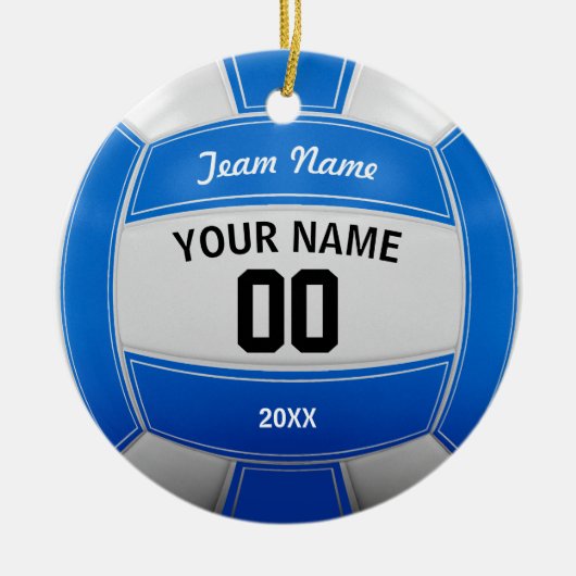 Volleyball Christmas Blue Keramik Ornament (Vorne)