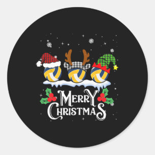 Volleyball Christmas Buffalo Kariert Pajama Xmas Runder Aufkleber