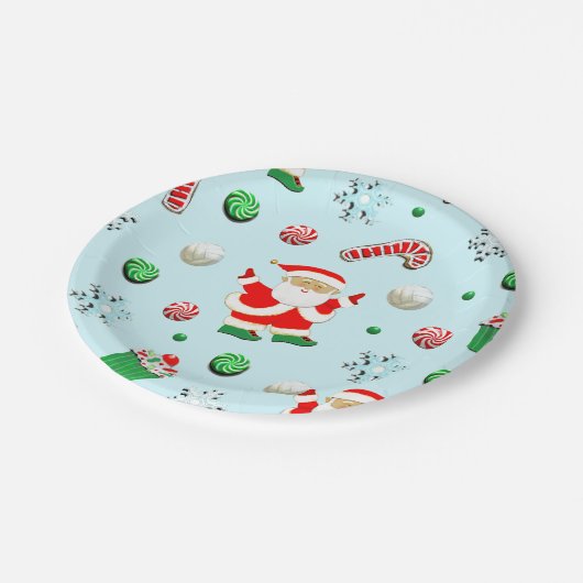 Volleyball Christmas Pappteller (Schrägansicht)