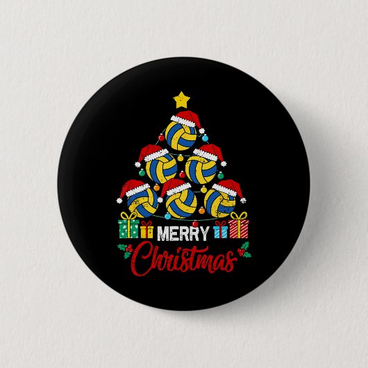 Volleyball Christmas Tree Lights Volleyball Player Button (Vorderseite)