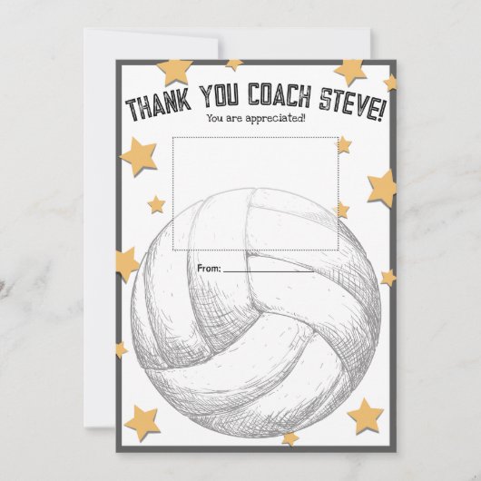 Volleyball coach gift card holder thank you einladung (Vorderseite)