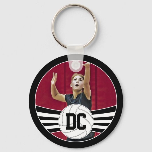 Volleyball Custom Photo and Numbers or Text Schlüsselanhänger (Vorderseite)