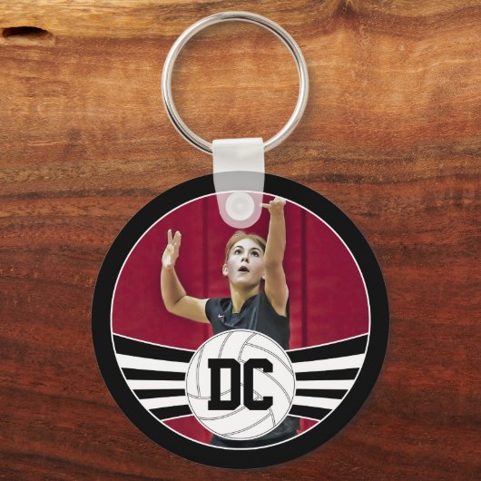 Volleyball Custom Photo and Numbers or Text Schlüsselanhänger (Vorderseite)