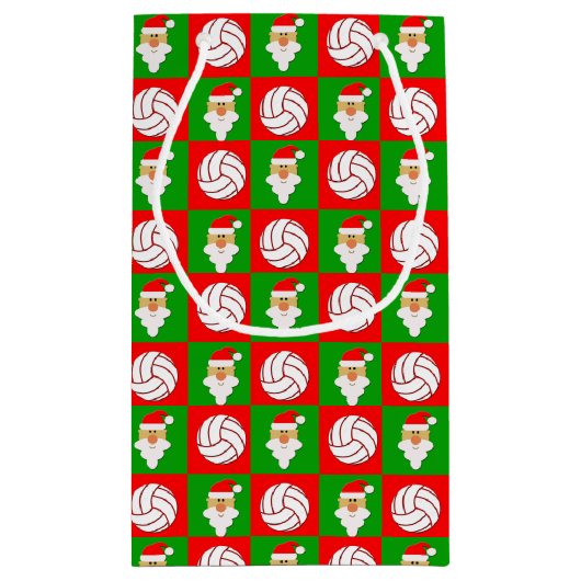 Volleyball Custom Player Name/Text Weihnachten Wei Kleine Geschenktüte (Rückseite)