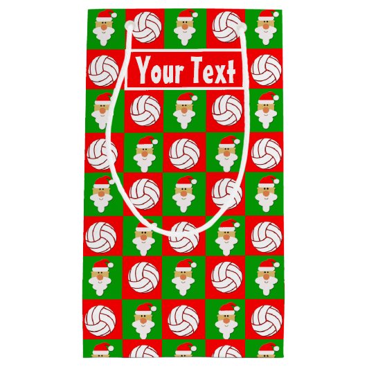 Volleyball Custom Player Name/Text Weihnachten Wei Kleine Geschenktüte (Vorderseite)