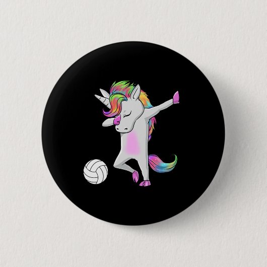 Volleyball Dabbing Einhorn Funny Dab Dance Spoprts Button (Vorderseite)